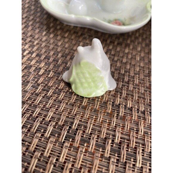 Cottagecore Candle Holder Pair w/ Snuffer Green  & White Victorian Style - Picture 4 of 8